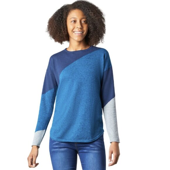 Smartwool Shadow Pine Colorblock Merino Wool Sweater Blue - Picture 10 of 11